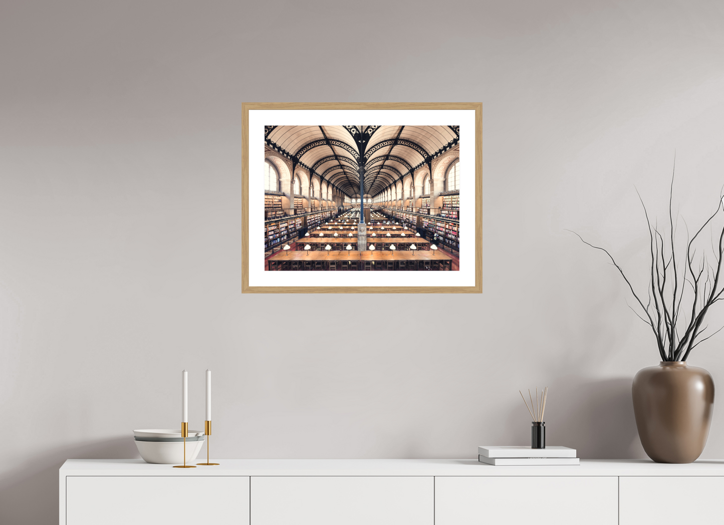 60 x 45 cm, Framed Fine Art Print - Oak Frame - Museum Glass Sainte Geneviève