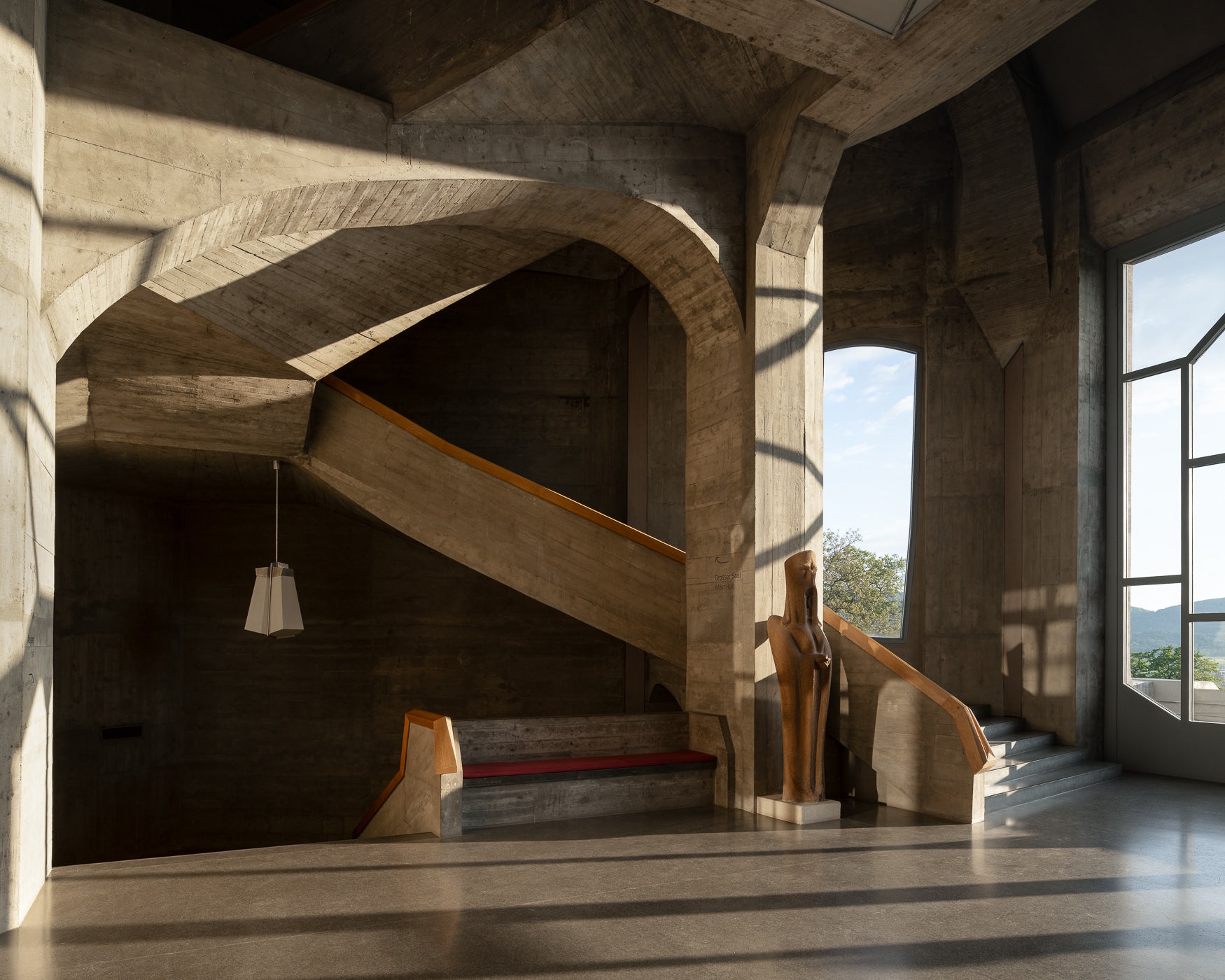 goetheanum rudolf steiner grand concrete staircase organic curves landscape view thibaud poirier