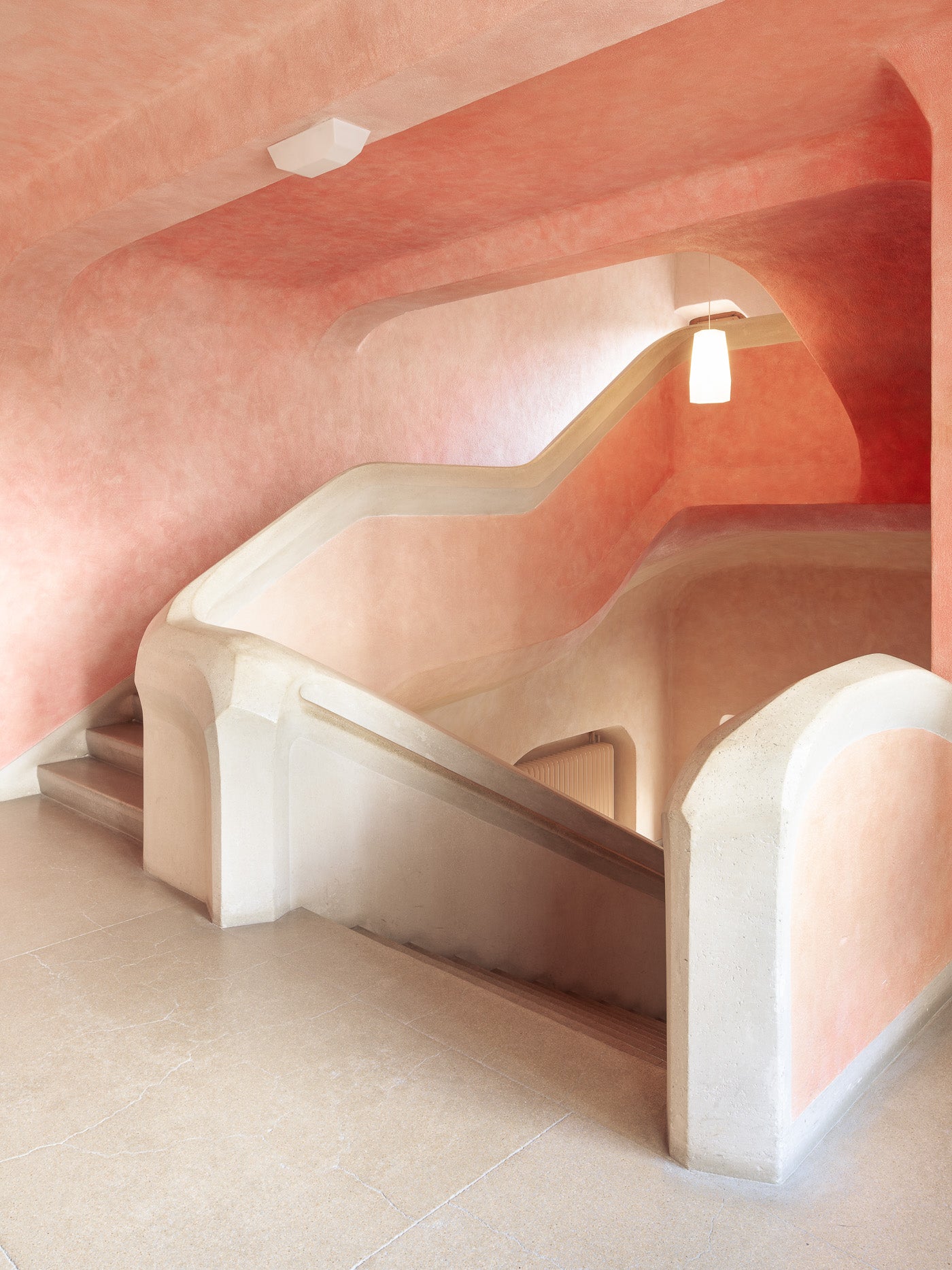 goetheanum rudolf steiner organic staircase pink coral walls thibaud poirier
